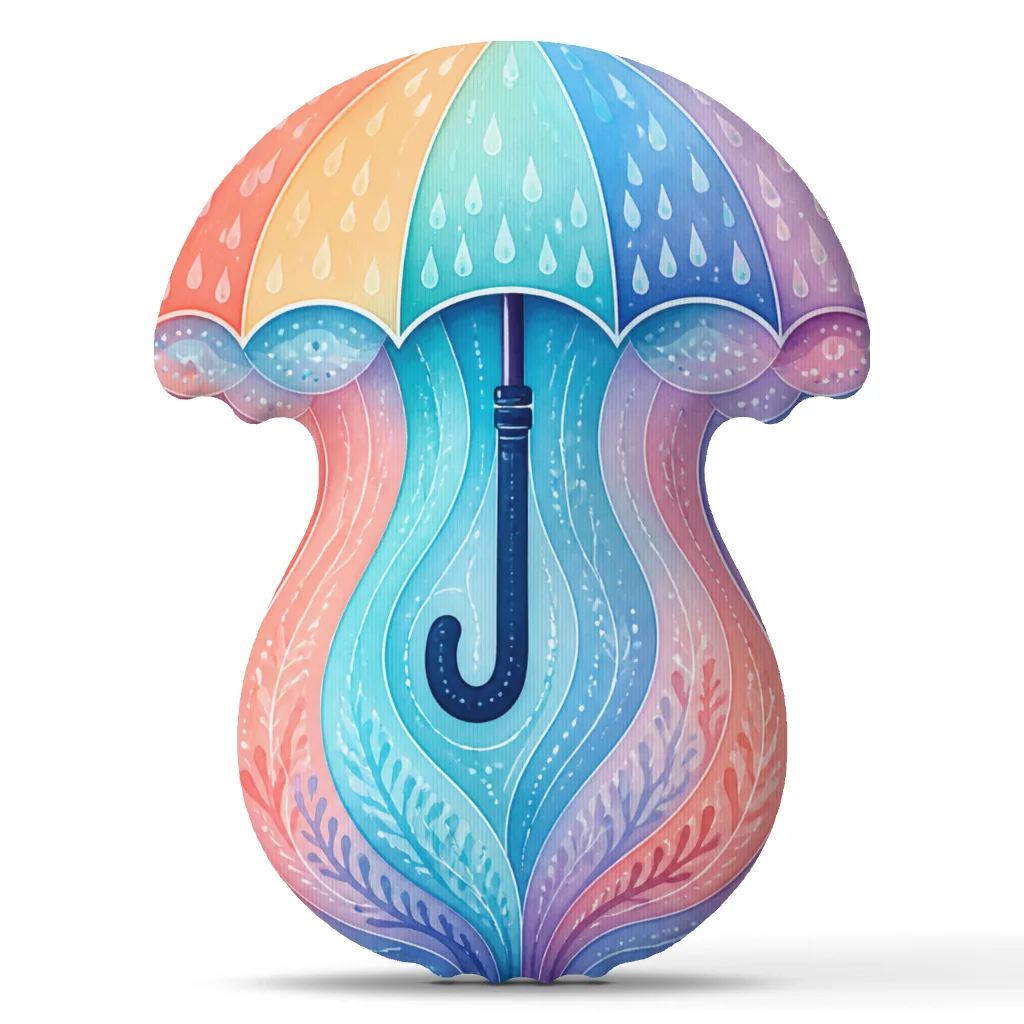 Umbrella Jellyfish Shaped Throw Pillow Colorful Rainy Day Ocean Cushion Irregular Stuffed Decorative Pillow for Sofa Decor