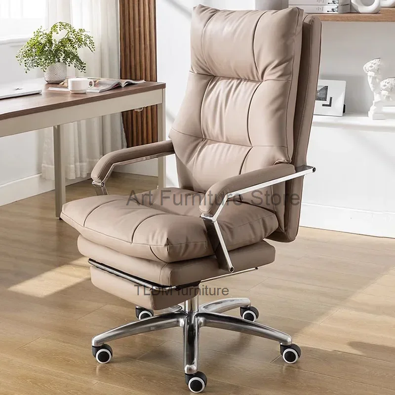 Light Luxury Office Chair Leather Sofa Computer Swivel Study Executive Mobiles Reading Silla Oficina Roman Furniture