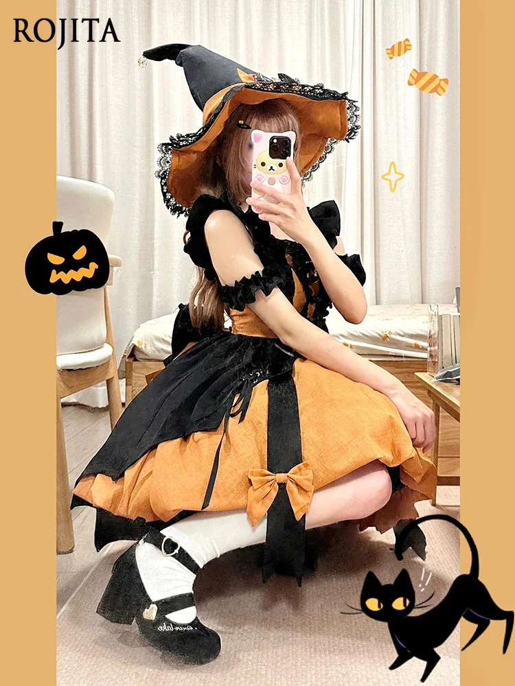 

Halloween Pumpkin Color Little Witch Lolita Dress JSK Lolita Cute Atmosphere Puffy Princess Dress Gothic Lolita Dress Women