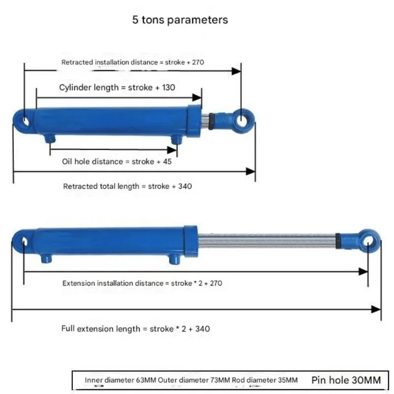 5 ton hydraulic cylinder two way lifting small