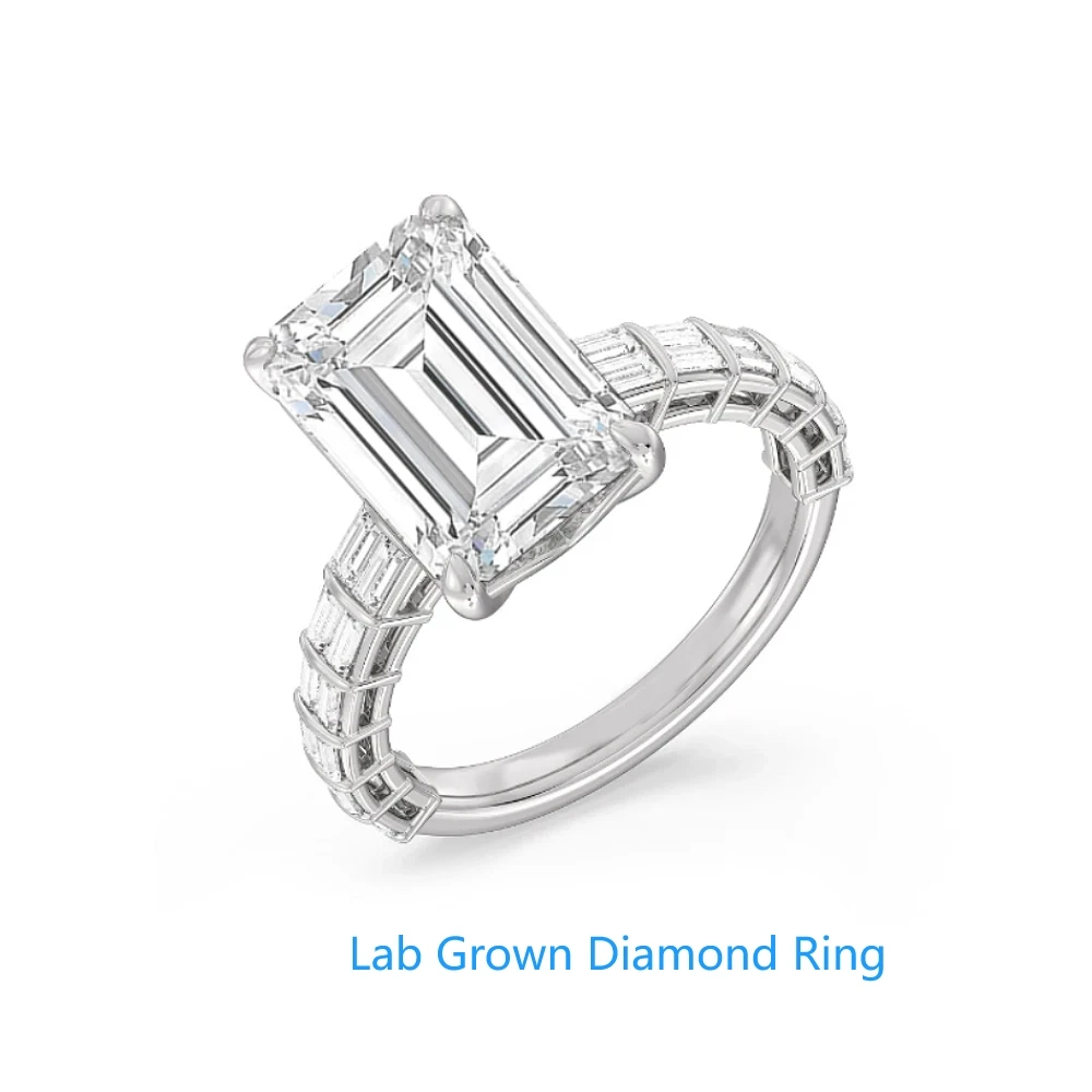 950 platinum IGI Certified Lab Grown Diamond Engagement Ring For Women 3CT Main Stone Emerald Cut EF VS-VVS Elegance Women Ring