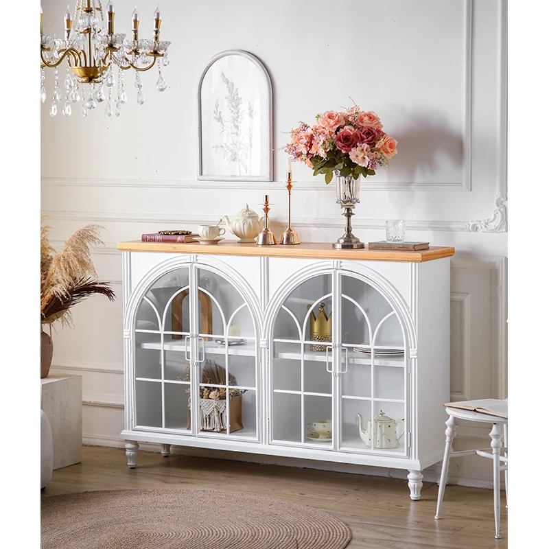 

Французский ретро-шкаф для дома со стеклянной дверцей, креативный деревянный шкаф от пола до потолка для гостиной