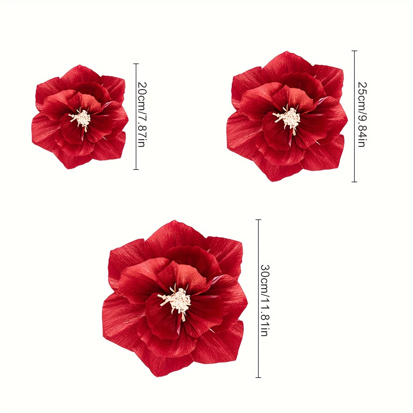 Embossed Paper Flowers 3D Wrinkle Art Wedding Party Decoration Supplies, Thickened Paper Craft Flowers for Marriage Room Decor