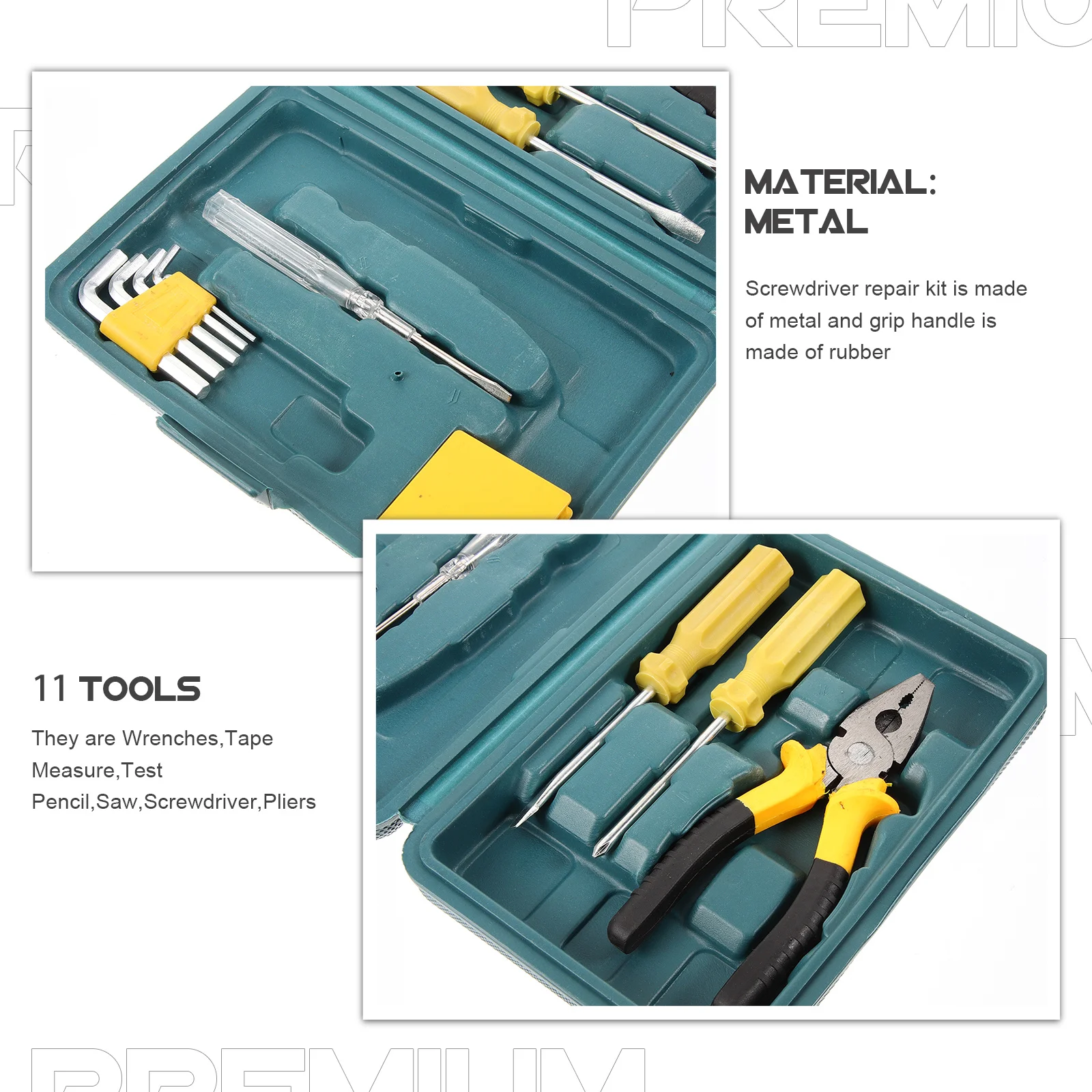 

11Pcs Screwdriver Tool Kit Hex Allen Wrenches Manual Saw Pliers Car Repair Set Precision Tools Storage Case Included