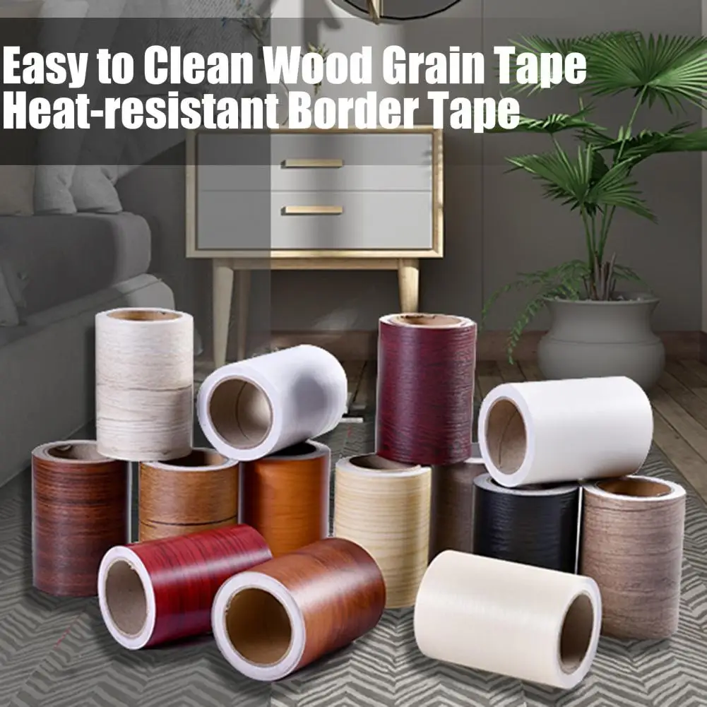 1 Roll 5CM/10CMx10M Wood Grain Border Sticker Waterproof PVC Self-Adhesive Mirror Frame Kitchen Bathroom Wall Border Wallpaper