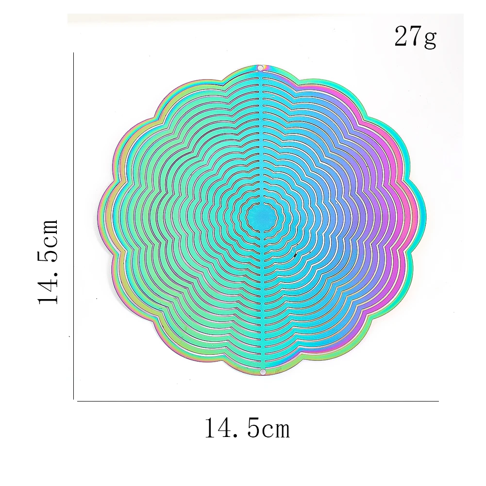 Gradient Mandala wiatraczek ze stali nierdzewnej wirligig dzwonki wiatrowe łapacz wisząca dekoracja ogrodowy rzeźby wiatrak