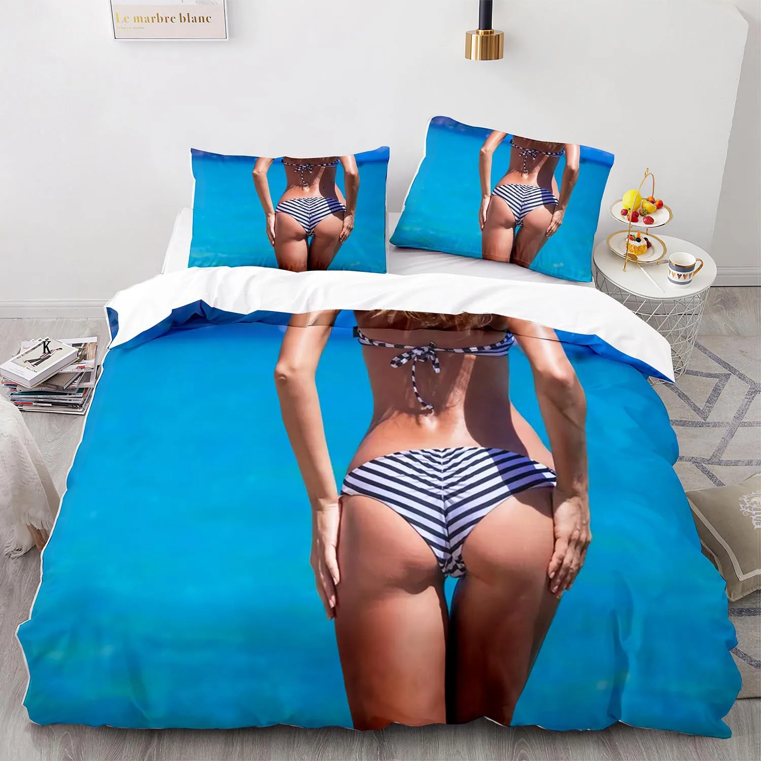 Sexy Buttocks Girl Bikini Bedding Set Polyester Duvet Cover with Pillowcase Queen King Size 3D Quilt Bed Cover Set Bedroom Decor