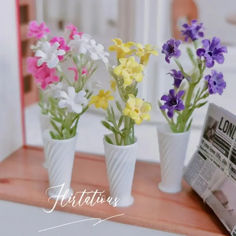 ミニ鉢植えテーブルデコレーション、ドールハウス用、シミュレーションフラワーホームオーナメントモデル