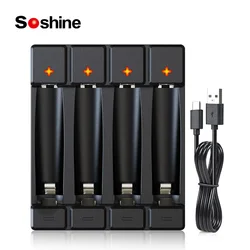 Soshine 1.5V Li-ion AA AAA Rechargeable Batteries Charger Smart White 1.5V Li-ion Battery Charger Type-C USB for 2A 3A Charger