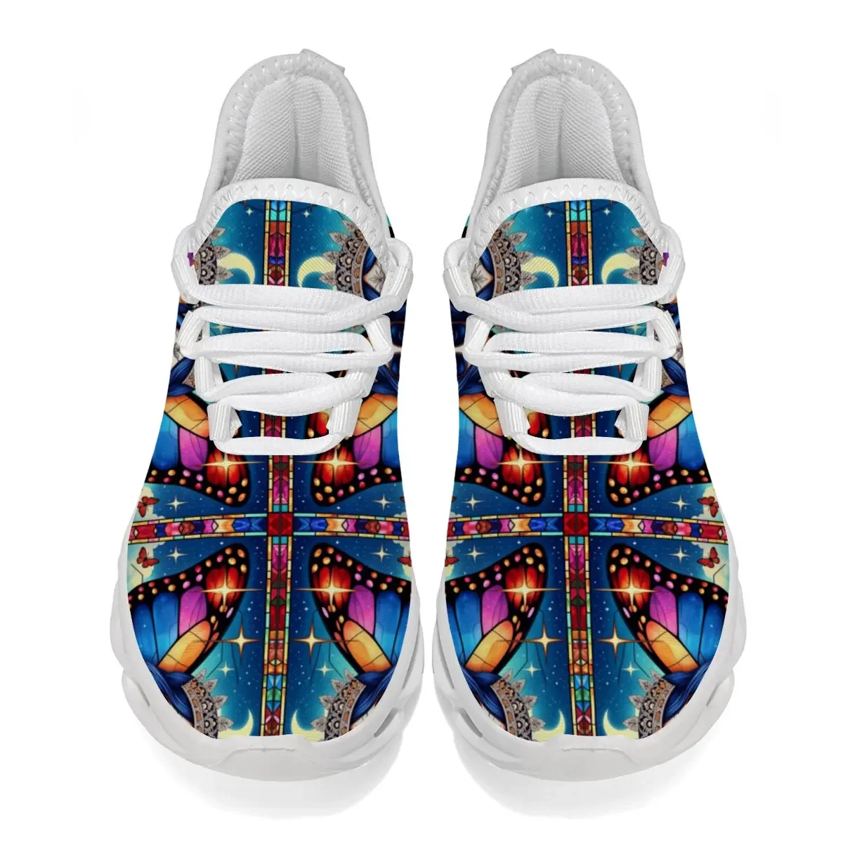 

Lightweight Sports Running Boy Shoes Colorful Sugar Skull Fairy Butterfly Wings Stained Glass Athletic Sneakers Kids Shoes
