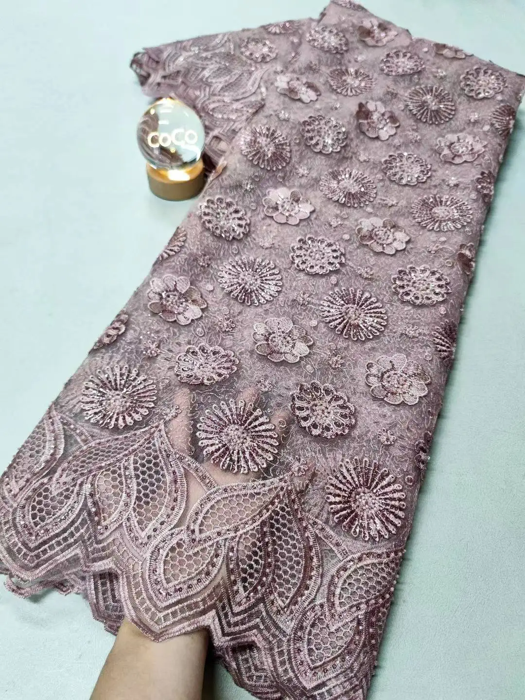 

African Nigerian High-Quality 2025 Tulle Lace Fabric Sequins for Prom Dresses Beads Embroidery Net Cloth Sewing 5Yard XL109