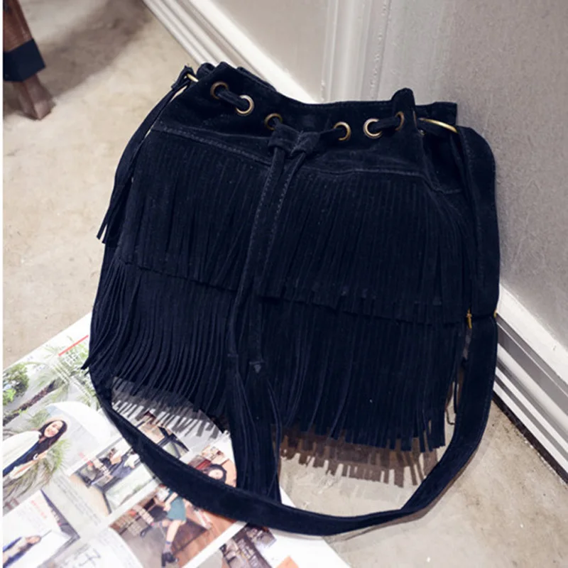 Vintage Bohemian Bag Fringe Bags Frosted Leather Women Shoulder Messenger Crossbody Bag Boho Gypsy Women\'s Handbags