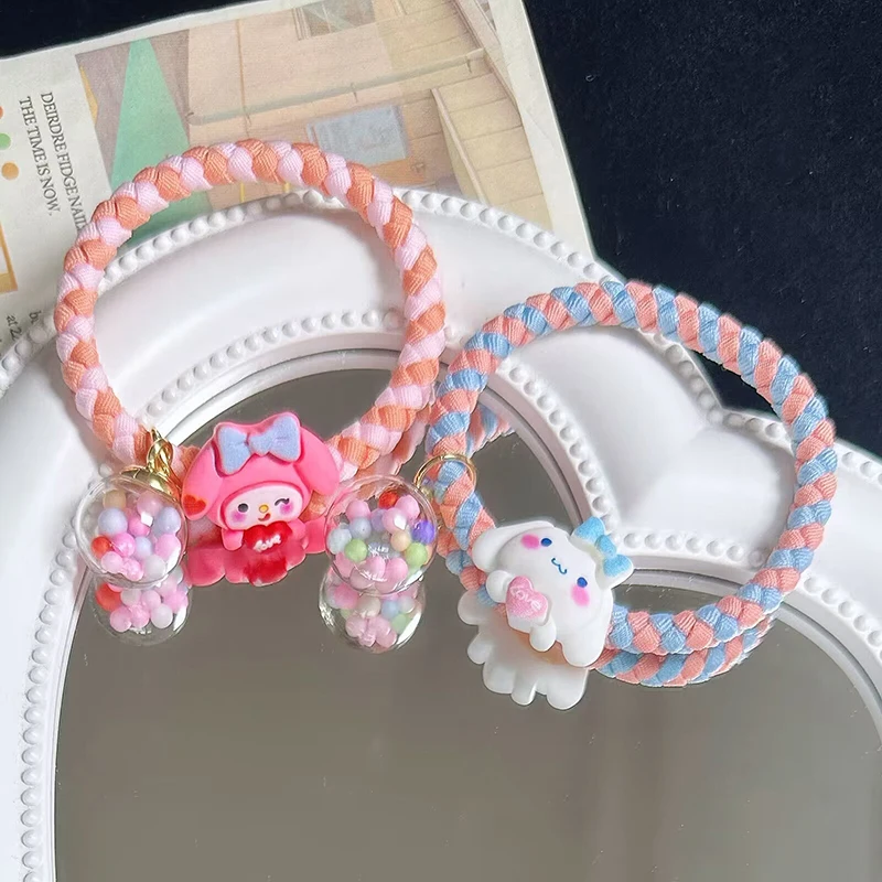 Eenvoudige Mode Koreaanse Cartoon Armband Sanrio Haarring Dames Elastisch Haar Touw Veelzijdige Kleur Paardenstaart Rubberen Band