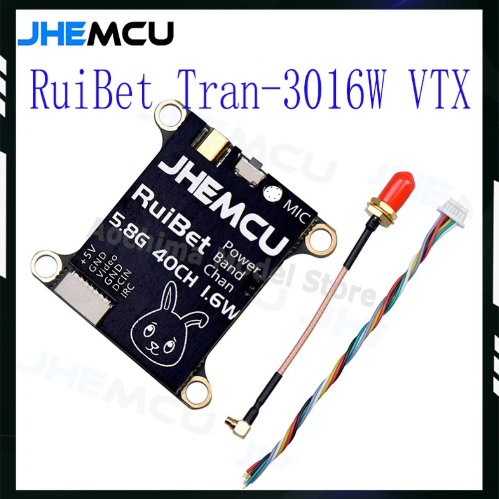 JHEMCU RuiBet Tran-3016W 5.8G 40CH 1.6W PitMode 25mW 200mW 400mW 800mW 1600mW Adjustable VTX 2-6S 30X30mm for RC FPV Drone