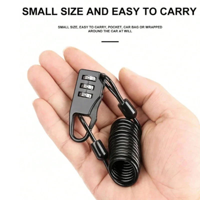 

Motorcycle Bicycle Helmet Locks Durable Steel Wire Anti-theft Cable Digital Password Lock Portable Mini Safety Chain Padlock