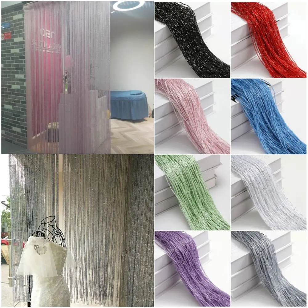 100cm*200cm Straight Line Curtains Straight Line Multicolor Tassel Door Curtain Silver Wire Tassel Door Curtains Home Decoration