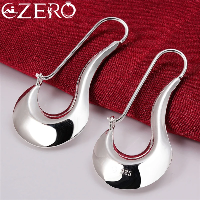 ALZIERO 925 Sterling Silver Curved Hook Drop Earrings Dla kobiet Biżuteria damska Moda Urok Ślub Zaręczyny Prezent na imprezę