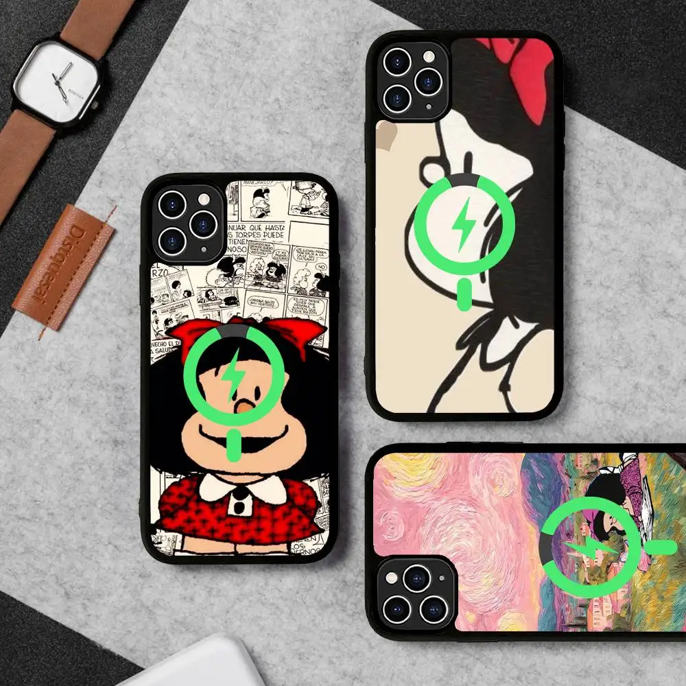 Comic Strip Character M-Mafalda Phone Case For IPhone 17 Air 16 15 14 13 12 11 Pro Max Plus For Wireless Charge Cover