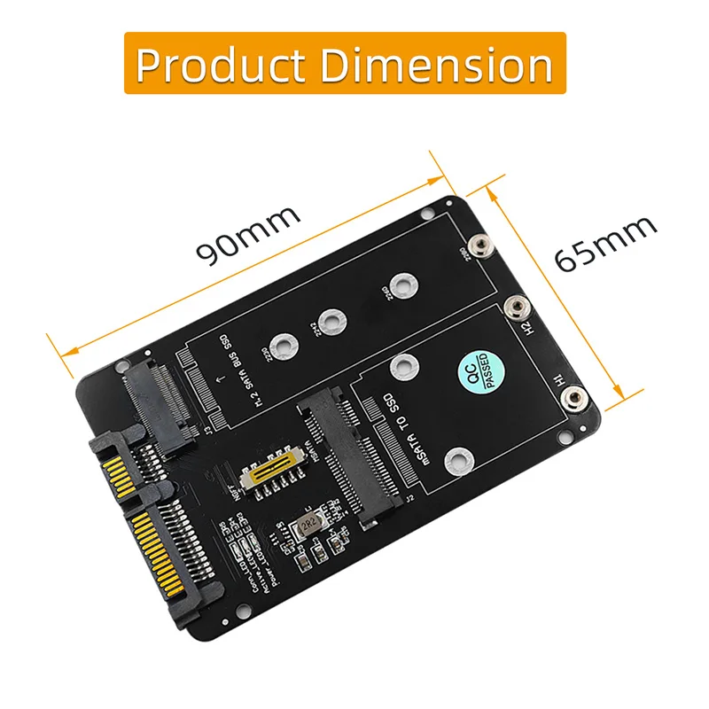 M2/mSATA to SATA Adapter 2in1 M.2 SATA Key B SSD / mSATA SSD to SATA3.0 6G 2.5" Adapter Converter Riser Board Card For PC Laptop