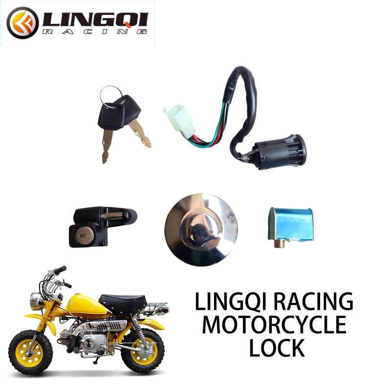 LINGQI RACING Motorcycle 4 Pin Ignition Key Switch With Start Switches Lock Kit For Hond Monkey Z50 50A Z50J Z50R Mini Bike