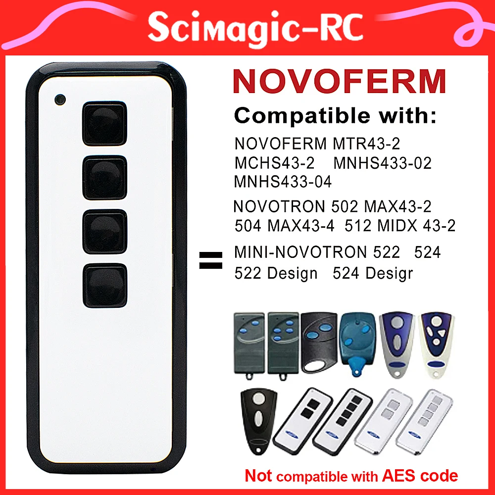 

NEW NOVOFERM MINI-NOVOTRON 522 524 433.92mhz Garage Remote Control for NOVOTRON 502 MAX43-2 504 MAX43-4 MNHS433-02 MNHS433-04