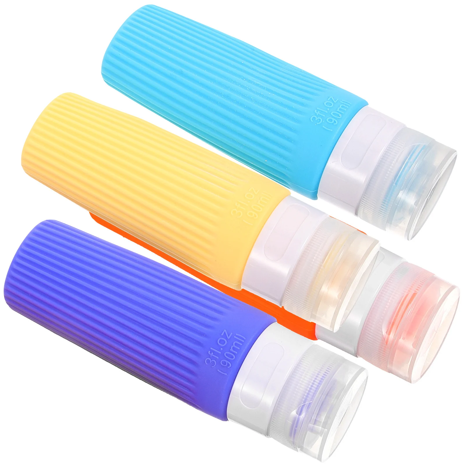 4 Stuks Siliconen Reisflessen 90Ml Lekvrije Hervulbare Toilettas Containers Voor Shampoo Lotion Conditioner Draagbare Set Voor Gym