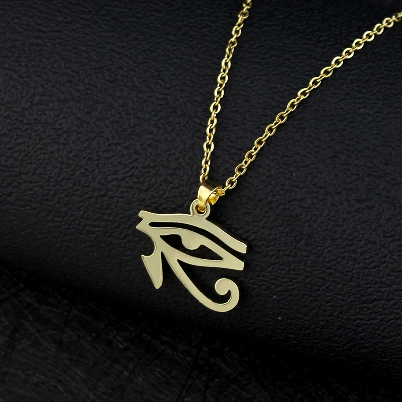 Ancient Egypt Symbol Necklace Vintage Egyptian Pharaoh Eye of Horus Pendant Necklaces for Women Fashion Stainless Steel Jewelry