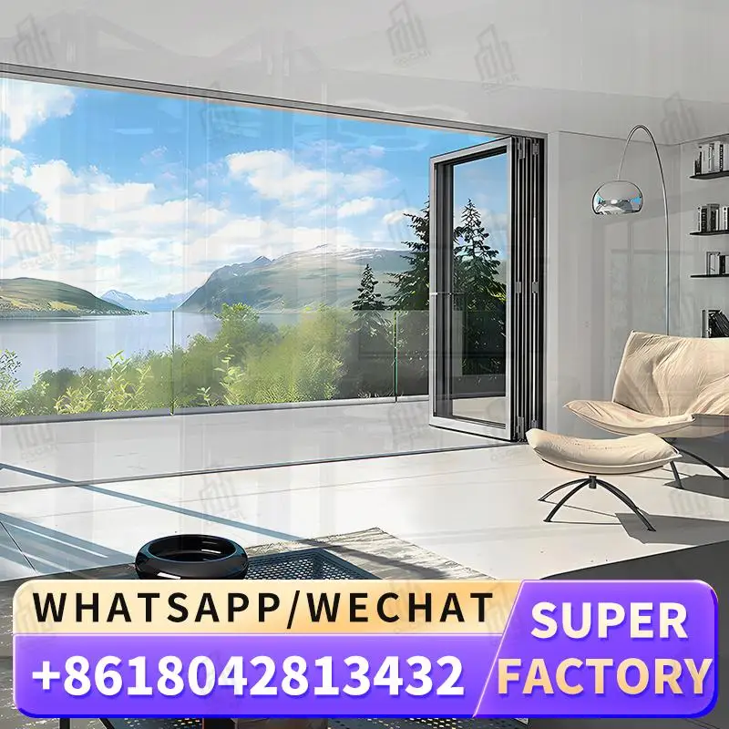 

Insulated Thermal Waterproof Folding Doors for Internal Patio Barn Use Double leaf Foldable Screen Partition Entrance in US