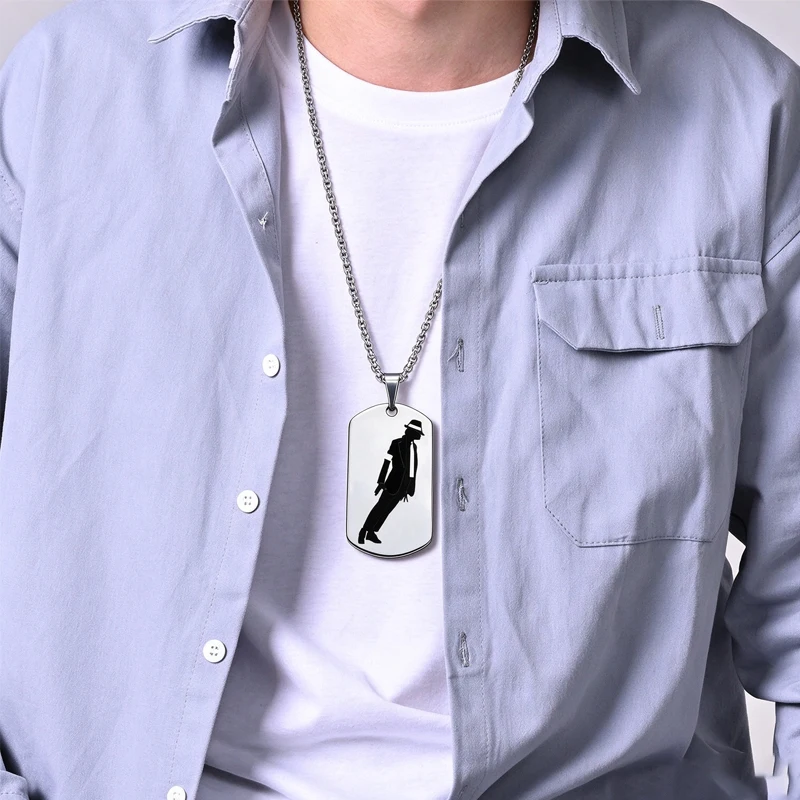 Michael Jackson Necklace Classic Dance King Pendant Fashion Singer Necklaces Music Idol Charm Punk Cosplay Accessories Fans Gift