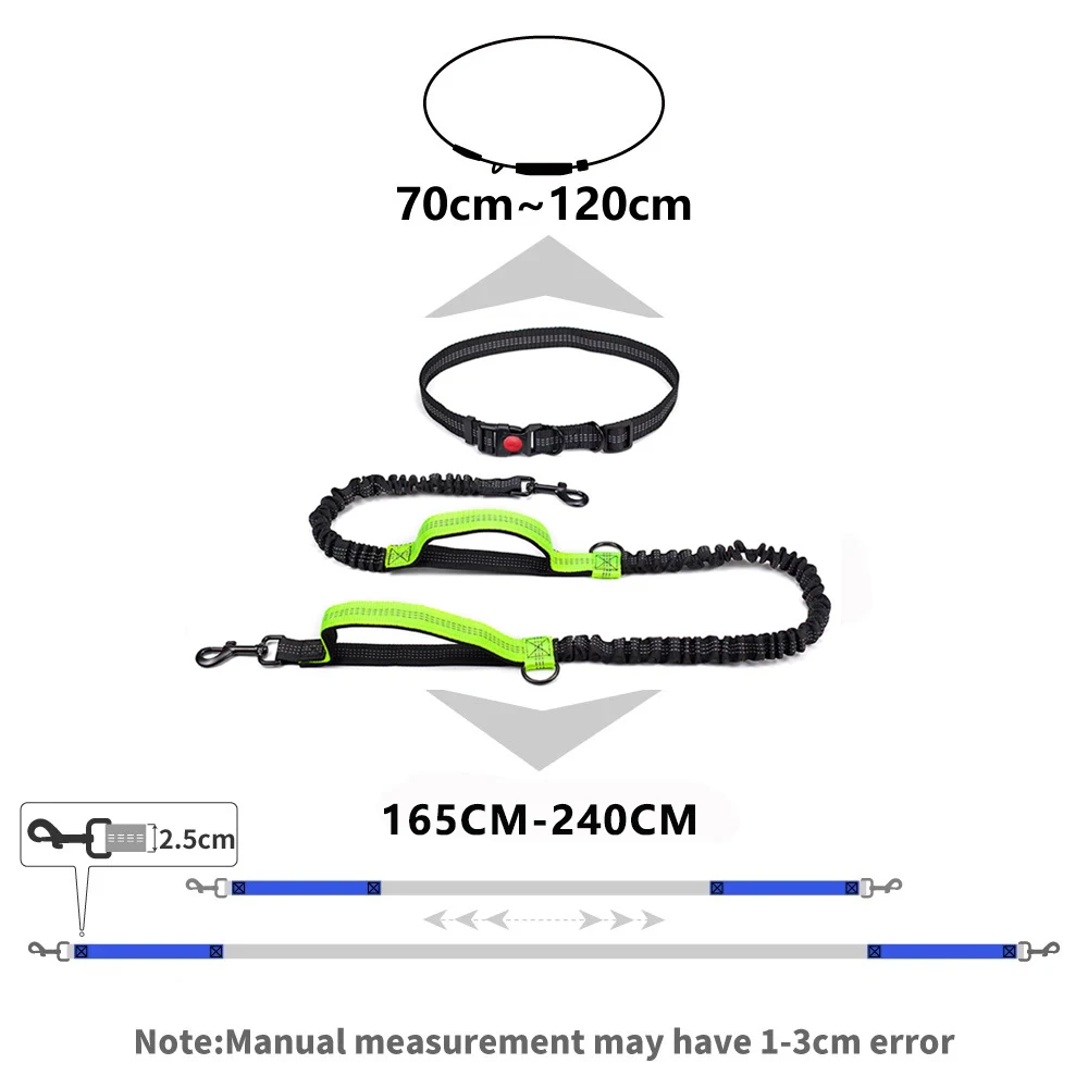 Retractable Hands Free Dog Leash Dual Handle Adjustable Waist Belt Chest Strap Traction Rope for Pet Walking Jogging Accessories