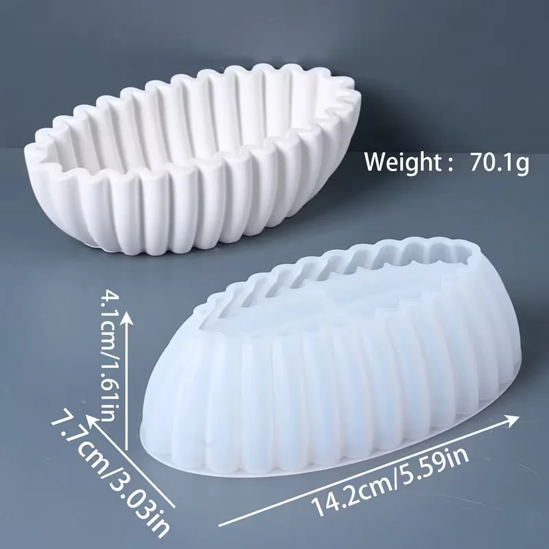 Oval Wave Pattern Silicone Mold Multi-use Candle Holder Storage Bowl Plant Pot Maker for Home Garden
