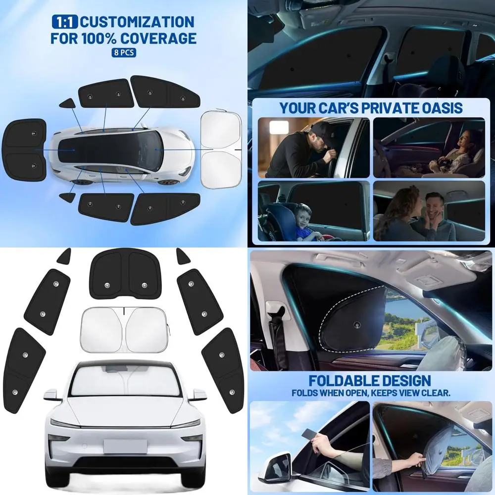 

Модернизированные автомобильные оконные шторы с присосками — солнцезащитные шторы с полным покрытием для кемпинга, конфиденциальности передних, задних и боковых окон