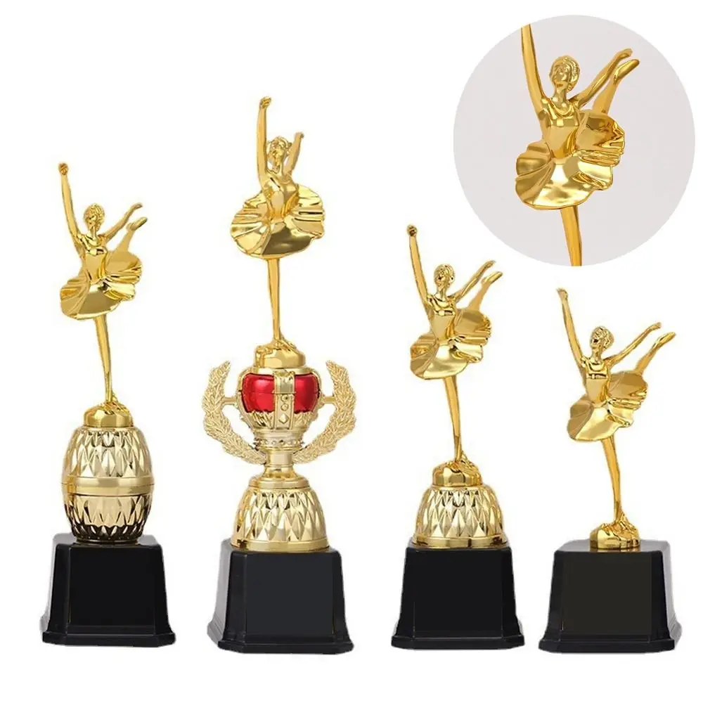 1PC 플라스틱 골드 트로피 발레 트로피 상 고품질 골드 트로피 상 우승자 상 트로피 장난감 학교 보상 공급