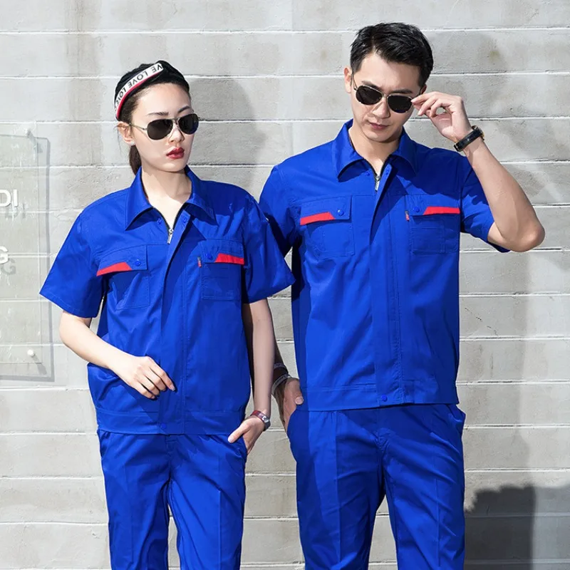 Summer Anti-static Men's Short-sleeved Half-sleeved Top Electrician Labor Insurance Work Clothes Suit Overall Workwear