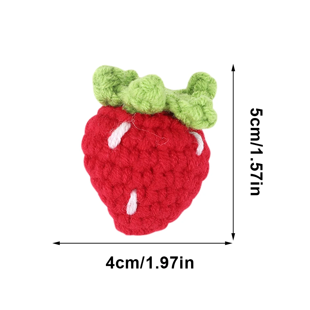 Crochet Knitted Strawberry Pendant Car Mirror Hanging Charm Soft Crochet Strawberry Pendant DIY Knitting Craft Supplies Gift