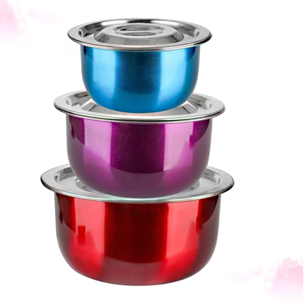 3 قطعة الفولاذ المقاوم للصدأ مجموعة صحون الحساء سعة كبيرة التعشيش خلط السلطانيات للمطبخ سلطة إعداد الغذاء الحاويات الثلاجة #4