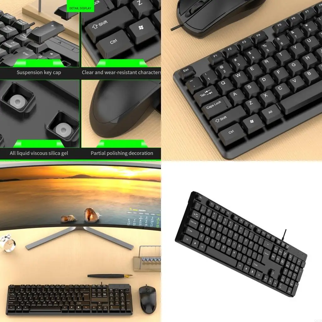 

G6DD Long Use K15 USB Corded Keyboard For Desktop Laptop Office Home Comfort Typing