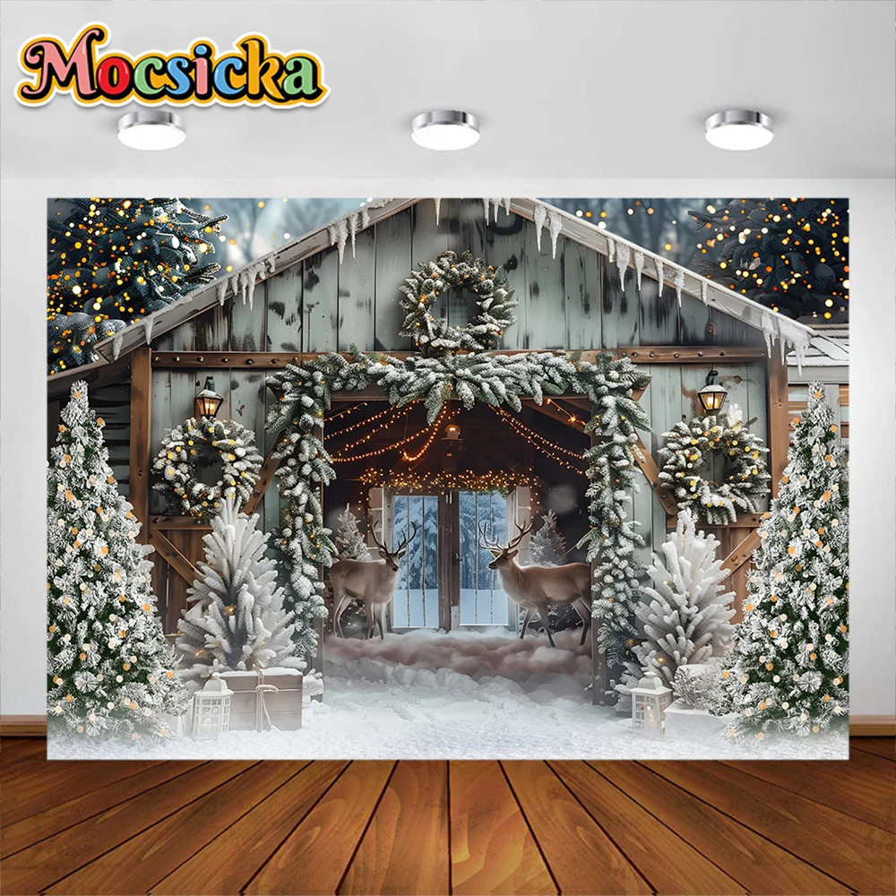 Christmas Photography Backgrounds Winter Snow XmasTree Farm Backdrop Kids Baby Cake Smash Birthday Decorations Studio Props