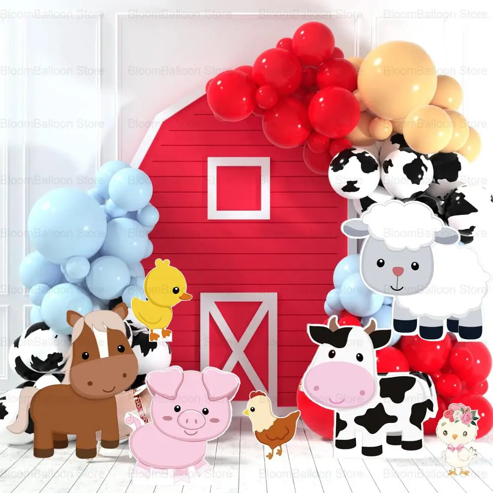 Farm Animals KT Board Pig Sheep Cow Horse Barn Cutout for Farm for Birthday Decoration Farm Theme Baby Shower Party Backdrops