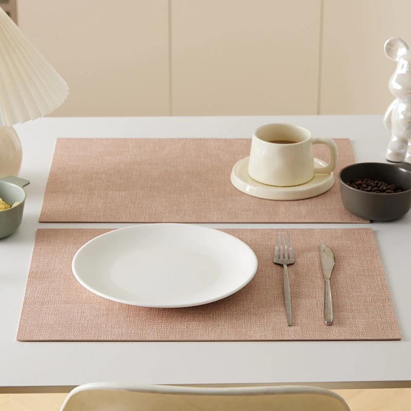 4PCS/set Cloth Style PVC Faux Leather Placemats White Luxury Waterproof Kitchen