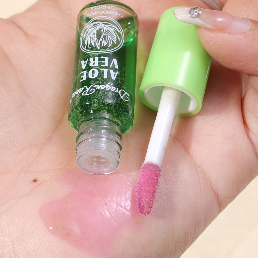 Brillo de labios que cambia de Color, duradero, no es fácil de decolorar, lápiz labial de Aloe Vera, bálsamo labial hidratante que cambia de temperatura nutritivo de Color