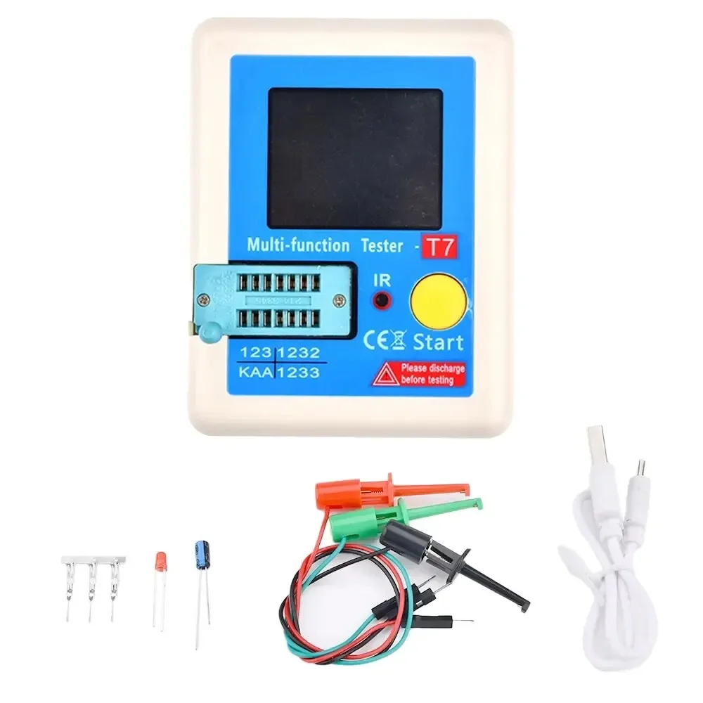 Probador de transistores de LCR-T7, multímetro con pantalla colorida TFT para diodo, MOS triodo/PNP/NPN, condensador, Transistor de resistencia