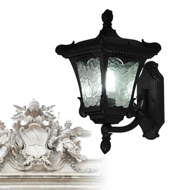 Lampada da parete per esterni impermeabile giardino Villa balcone casa porta decorativa oro nero applique in alluminio apparecchio di illuminazione a LED