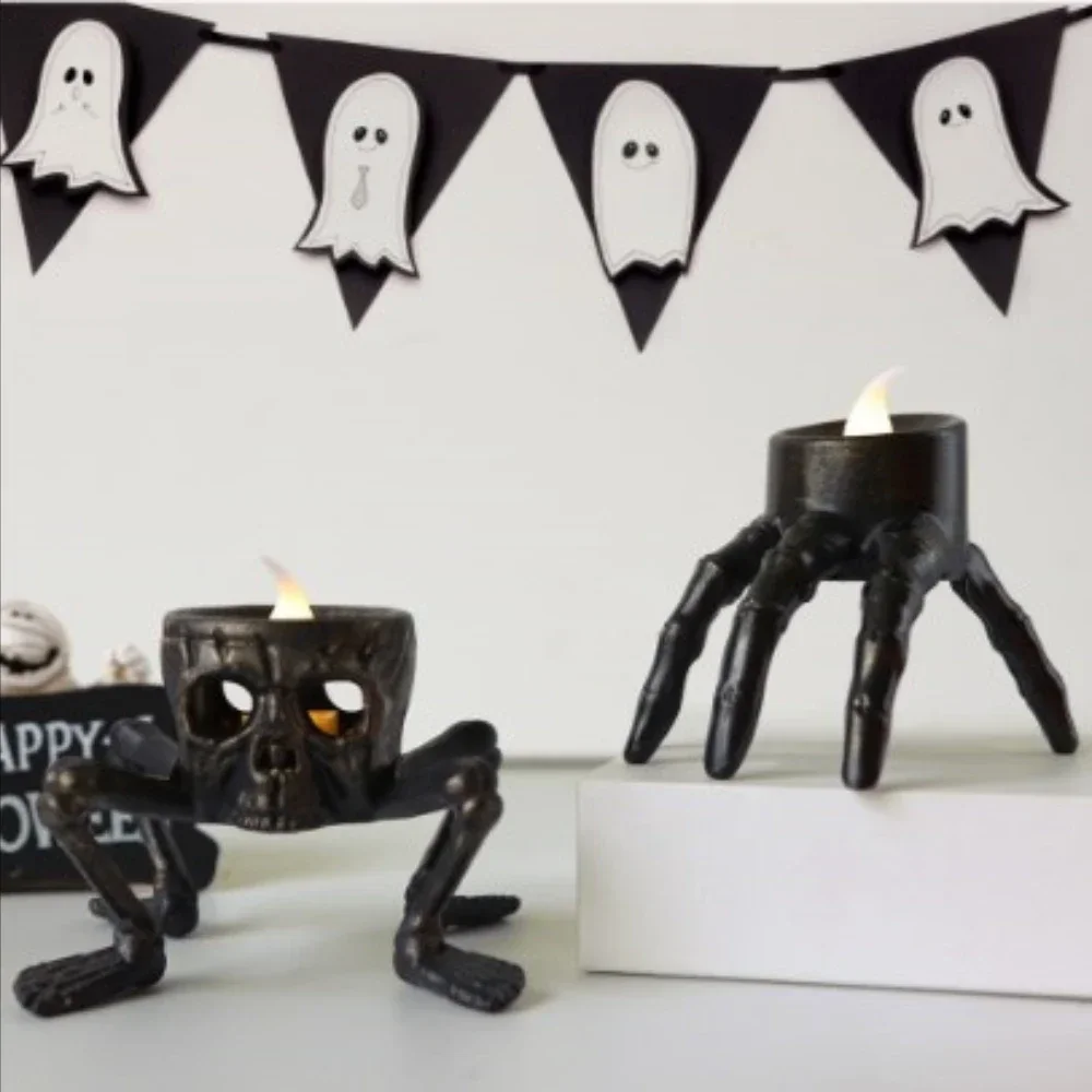 Halloween Skull LED Candle Light Halloween Party Four Legged Skull Hand Horror Atmosphere Lamp Home Haunted House Props Ornament - view 5