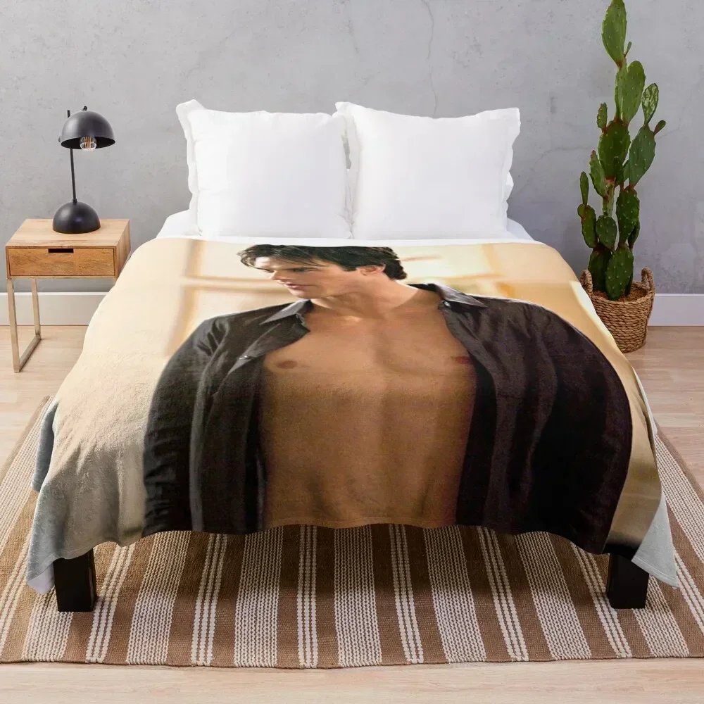 

hot damon scene Throw Blanket Loose Soft Beds Extra Large Throw bed plaid Blankets