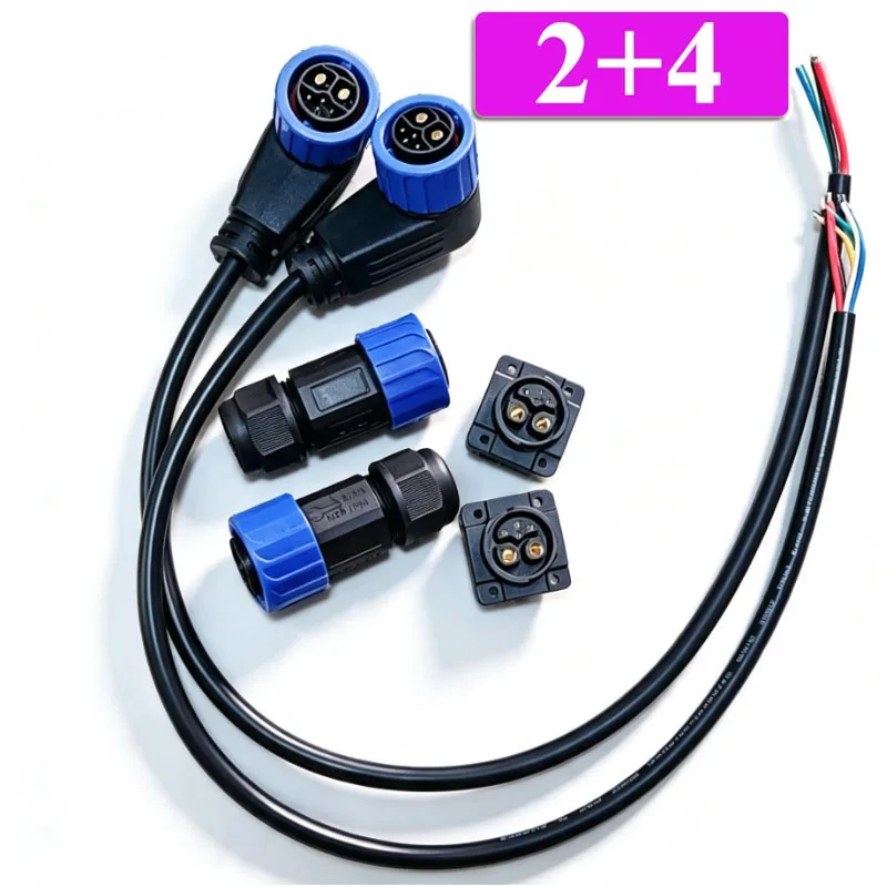 M23/M25 2+4 Welded Waterproof Connector 6P Self-locking New Energy Lithium Battery Charger High Current Female Socket Male Plug