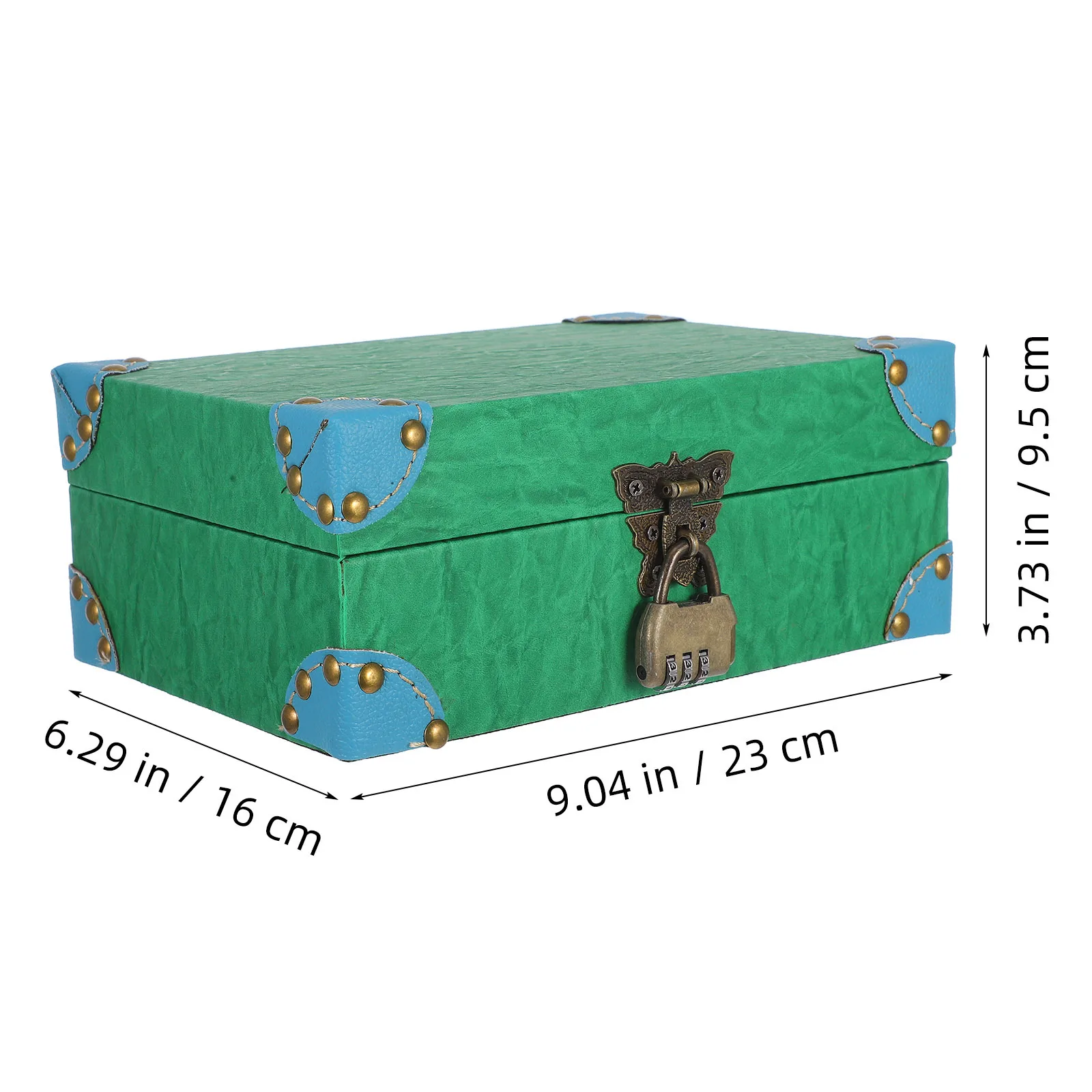 Retro Wooden Storage Box European Style Green Vintage Trunk Treasure Chest Lockable Jewelry Box Decorative ganizer Storage