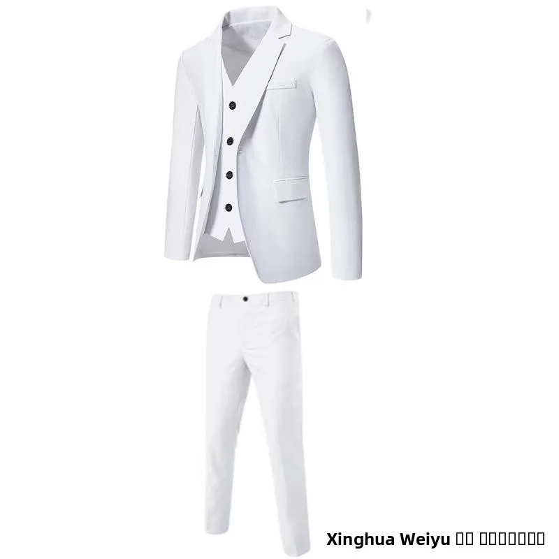 

Adult Men's Casual Tee-Piece Suit Vest Pants Set Ele Leisurely Look Perfect for Various Ocns Quali Crtsmanip