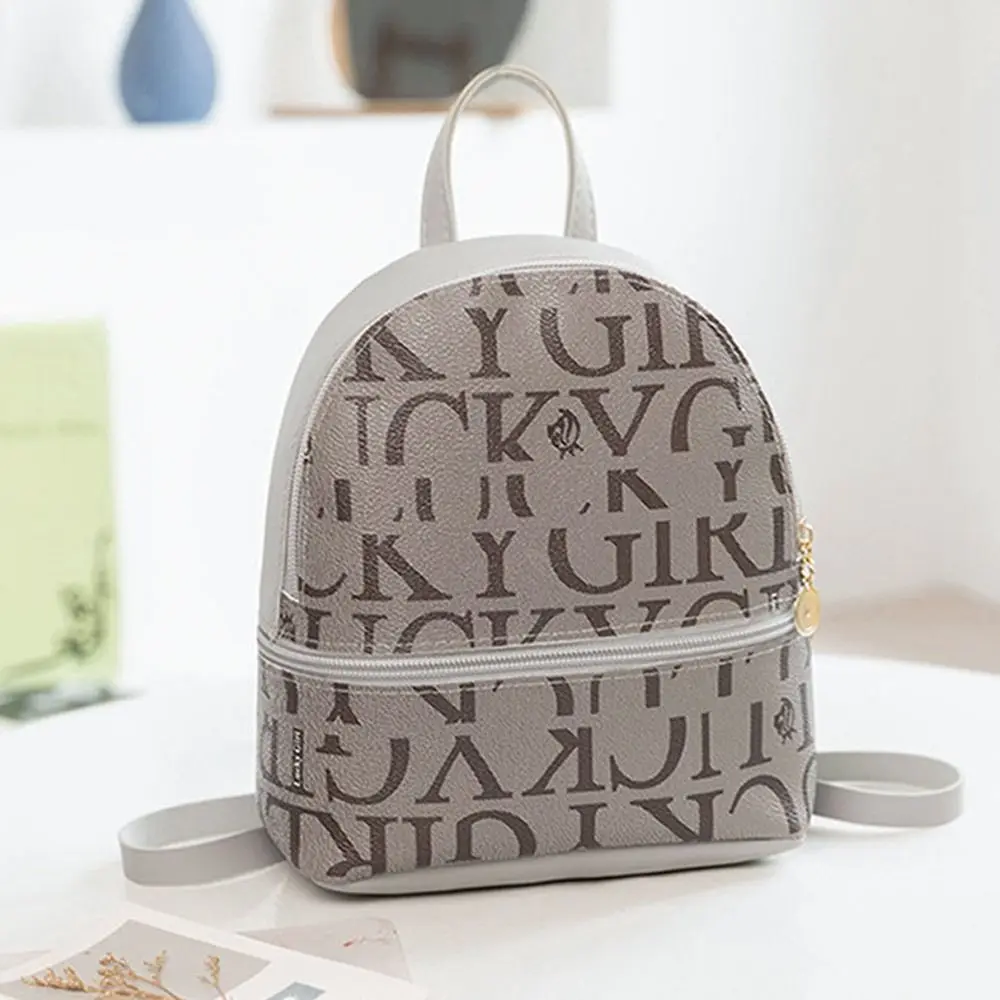 Cute PU Leather Small Backpack Letter Printed Multi-purpose Sling Bags Daily Purse Women Ladies