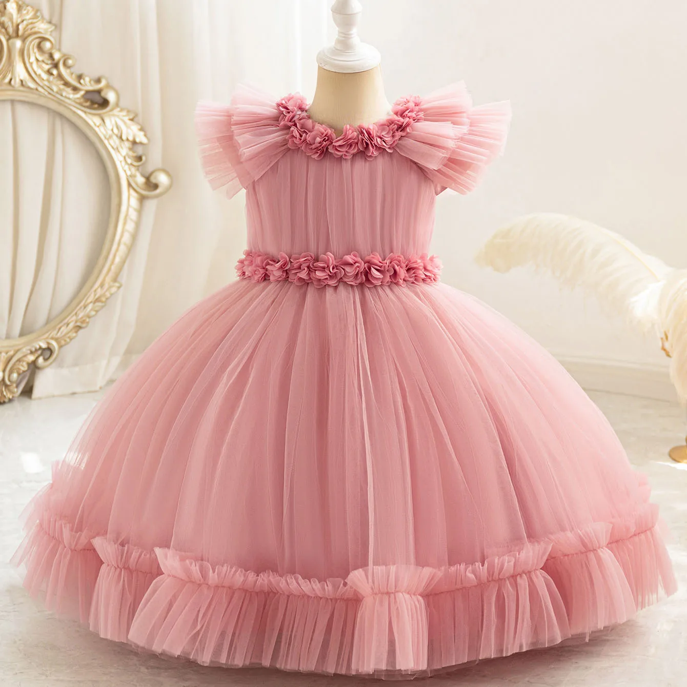 

HETISO New Fashion Baby Girl Princess Butterfly Tutu Dress Puff Sleeve Child Tulle Pageant Party Birthday kids Ball Gown 2-10Y